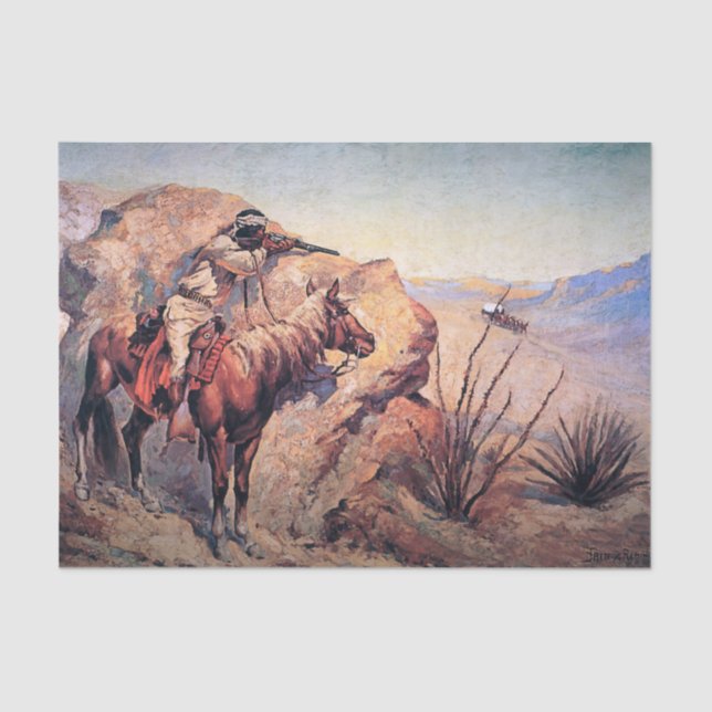 Papel De Seda Frederic Remington Western Art "Apache Ambush" (Frente )