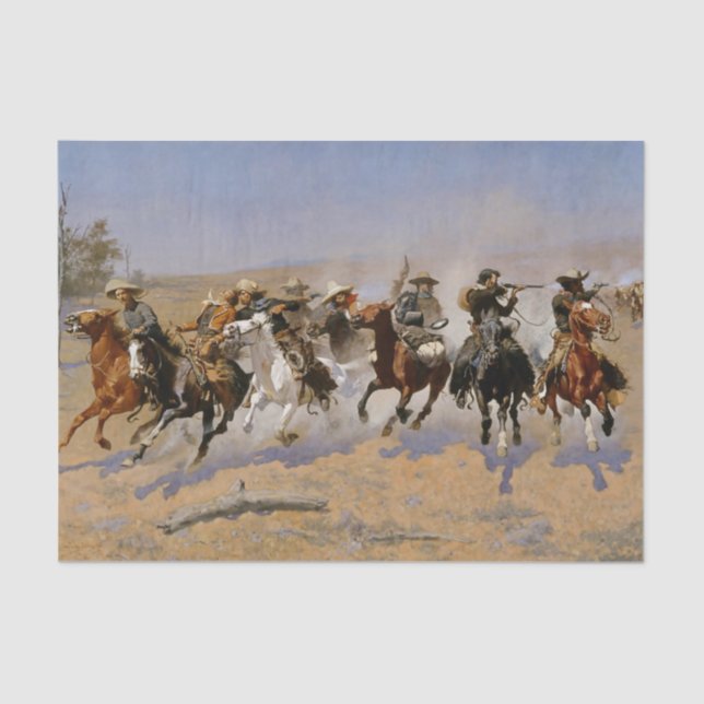 Papel De Seda Frederic Remington Western Art "Dash For The Timbe (Frente )