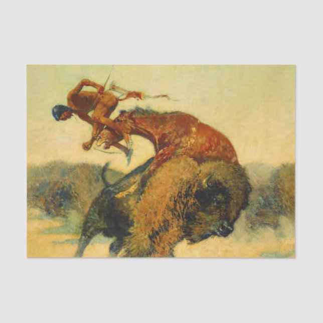 Papel De Seda Frederic Remington Western Art "Episódio - Buffalo (Frente )