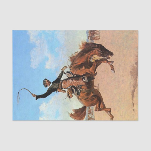 Papel De Seda Frederic Remington Western Art "The Buck Jumper" (Frente )