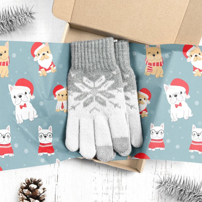 Papel De Seda French Bulldog Frenchie Padrão de Natal (Criador carregado)