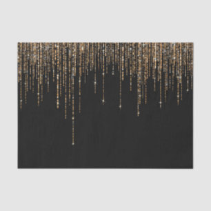 Papel De Seda Frente Glitter Preto-Dourado Espelho Preto-Luxo