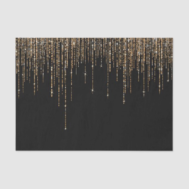 Papel De Seda Frente Glitter Preto-Dourado Espelho Preto-Luxo (Frente )