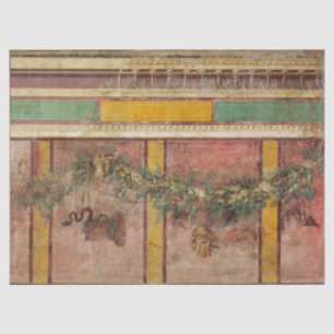 PAPEL DE SEDA FRESCO ROMANO ANTIGO,MÁSCARA DE SÁTIRA,GARLANDA,FR