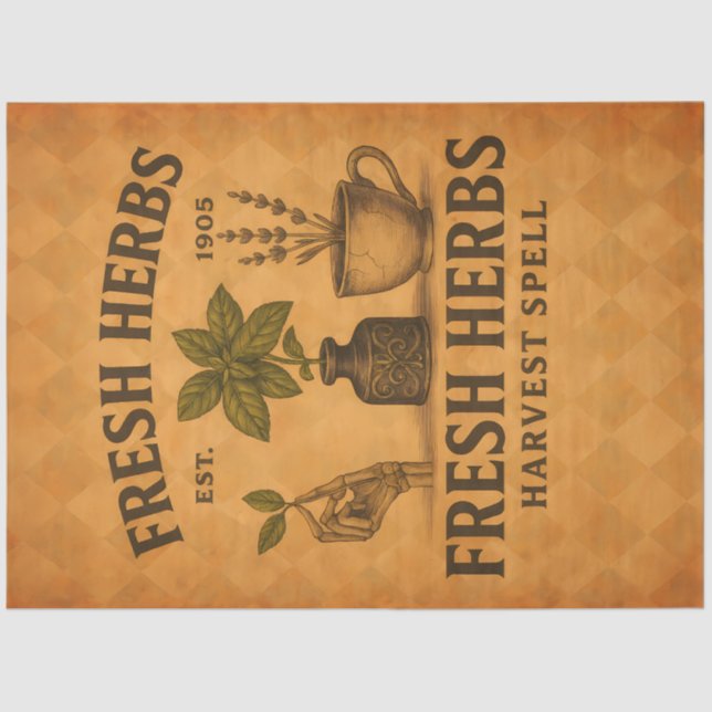 Papel De Seda Fresh Herbs – Vintage Botanical Decoupage (Frente )