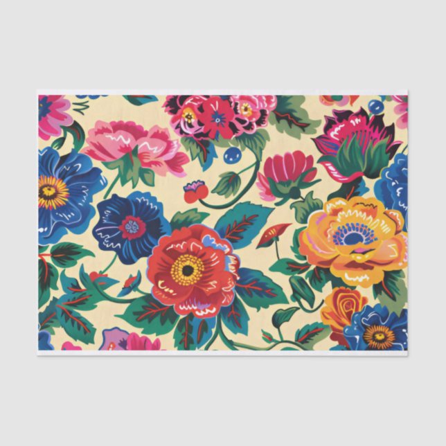 Papel De Seda Frida Kahlo Flowers, Mexicana, Dissociação Hispâni (Frente )