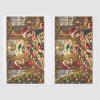 Papel De Seda Fröhliche Weihnachtswerkstatt mit Elfen beim Spiel