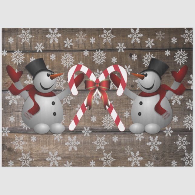 Papel De Seda Frosty The Snowman Candy Canes Snowflakes  (Frente )