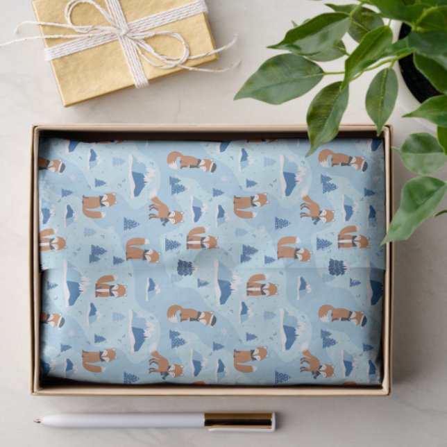 Papel De Seda Frosty Winter Foxes (Presente)