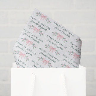 Papel De Seda Frouxas Bagas de Aquarela Rosa Feliz Natal