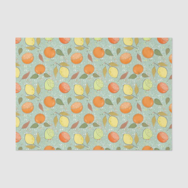 Papel De Seda Fruta com limões, laranjas (Frente )