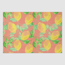 Papel De Seda Fruta de limão amarela e cor-de-rosa