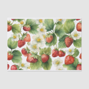Papel De Seda Fruta de morango e flores de morango