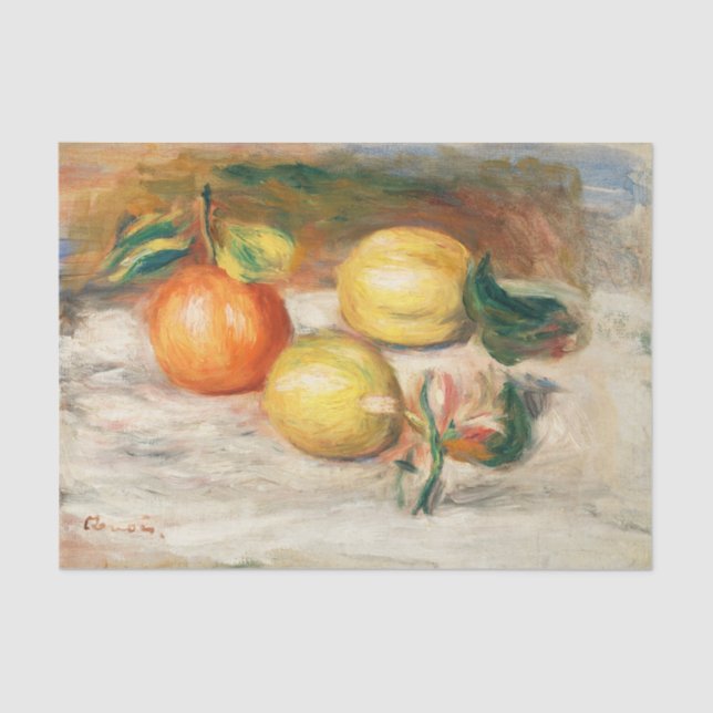 Papel De Seda Fruta Renoir de Limão Floral de Vida Estável (Frente )