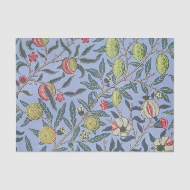 Papel De Seda Fruta William Morris Pomegranate Ornamento Azul (Frente )