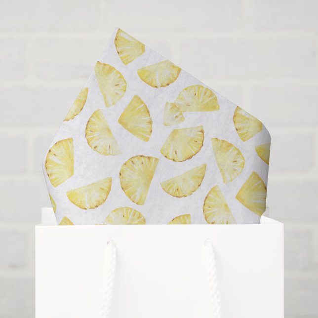 Papel De Seda Frutas Amarelas Abacaxis Aniversário (Sacola de presentes)