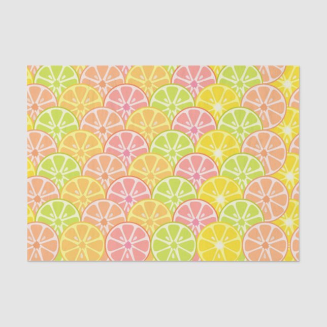 Papel De Seda Frutas AMARELAS DE LARANJA VERDE DE PINCO (Frente )