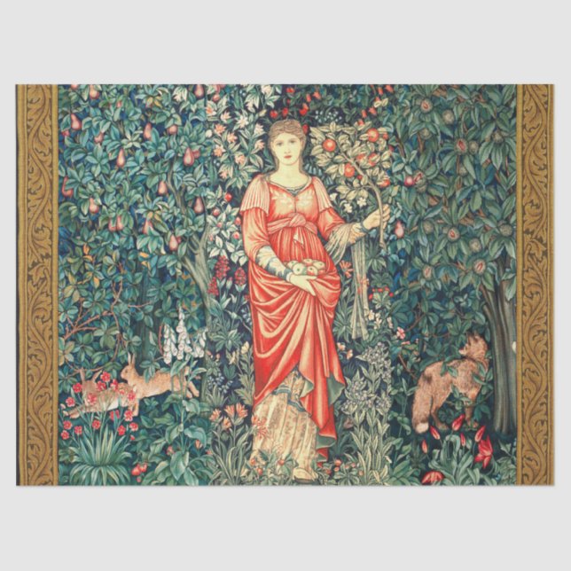 PAPEL DE SEDA FRUTAS DE POMÔNIA EM GREENERAÇÃO, ANIMAIS FLORESTA (Frente )