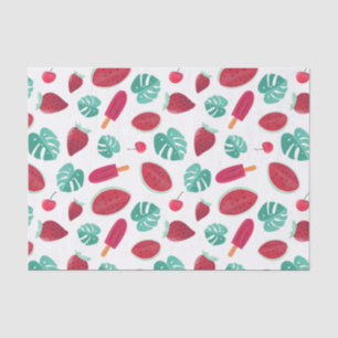 Papel De Seda Frutas de Verão e Folhas de Palma