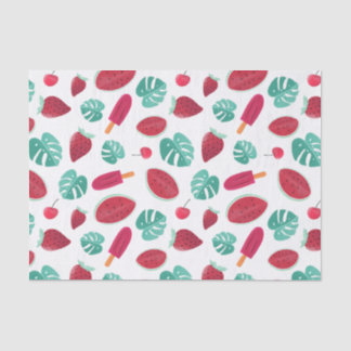 Papel De Seda Frutas de Verão e Folhas de Palma