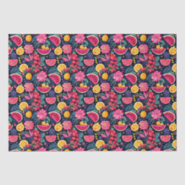 Papel De Seda Frutas e flores tropicais