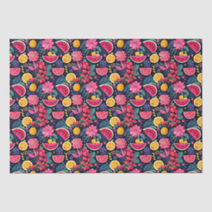 Papel De Seda Frutas e flores tropicais