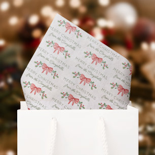 Papel De Seda Frutas Vermelhas Aquarela Arco de Natal Feliz
