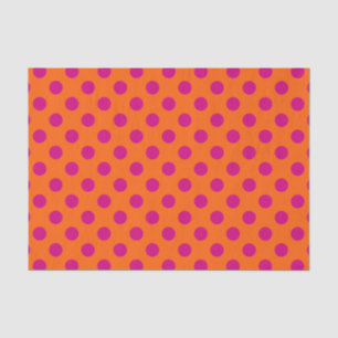 Papel De Seda Fuchsia bolinhas em laranja