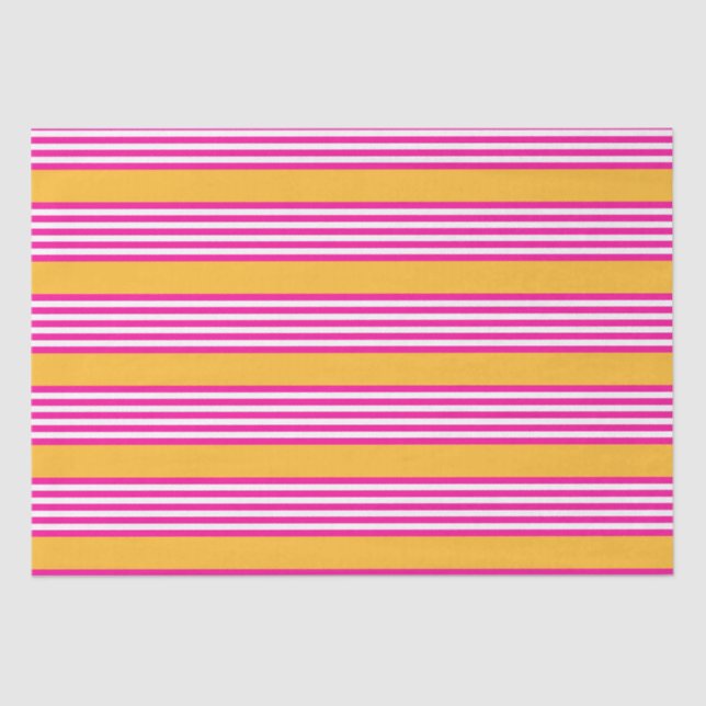 Papel De Seda Fuchsia e padrão amarelo de cinco faixas (Frente )