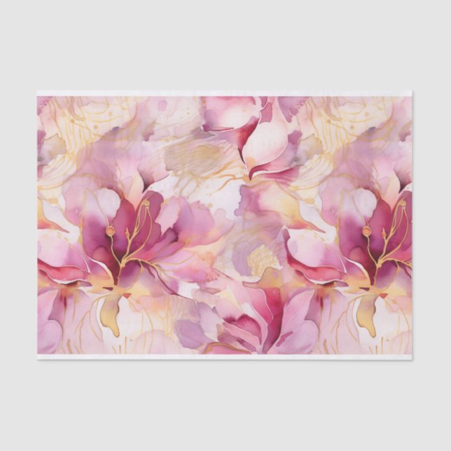 Papel De Seda Fucsias Rosa Moderno Abstract Lilies (Frente )