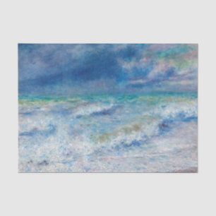 Papel De Seda Fuga de Renoir. Inimpressionismo náutico azul. Mar