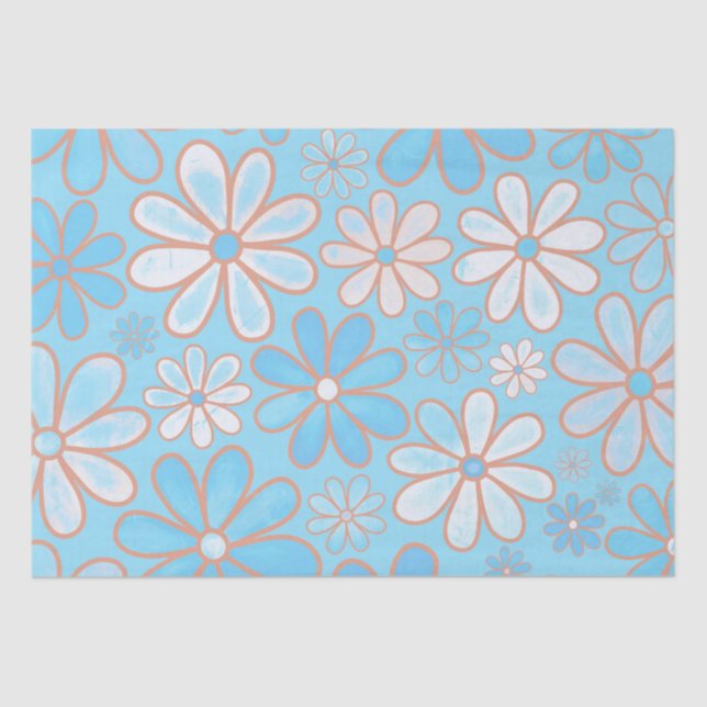 Papel De Seda Fun Blue Daises. (Frente )