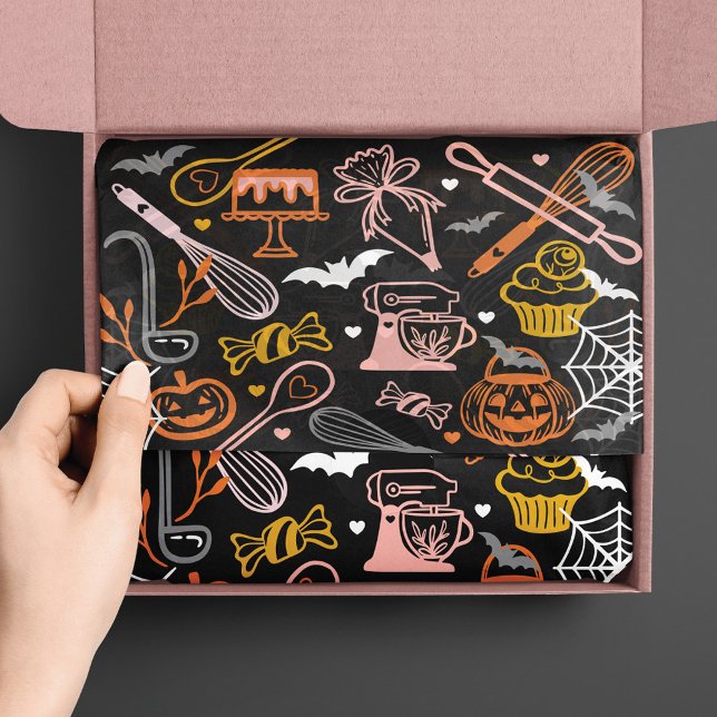 Papel De Seda Fun Colorful Baking & Cooking Utensil Halloween (Fun Colorful Baking & Cooking Utensil Halloween Tissue Paper)