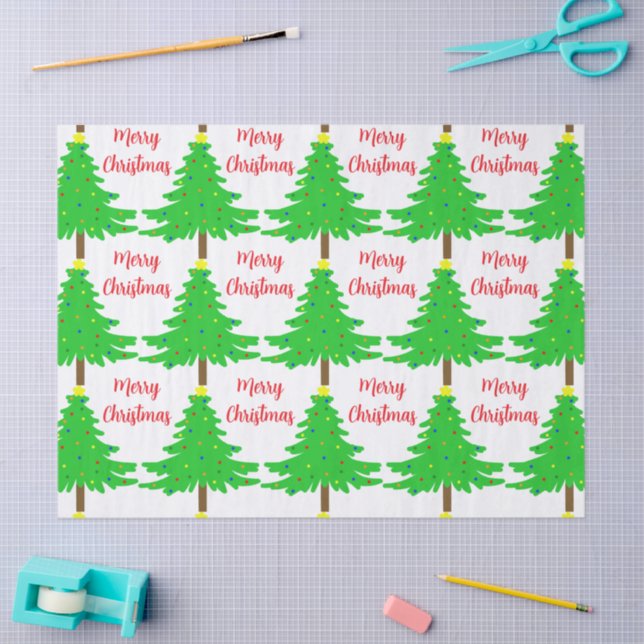 Papel De Seda Fun Festive Merry Christmas Trees (Arte )