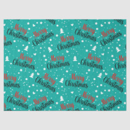 Papel De Seda Fun Modern Teal Merry Christmas Script Decoupage