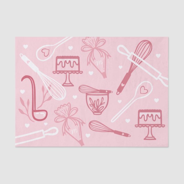Papel De Seda Fun Pink Baking & Cooking Utensil Pattern (Frente )