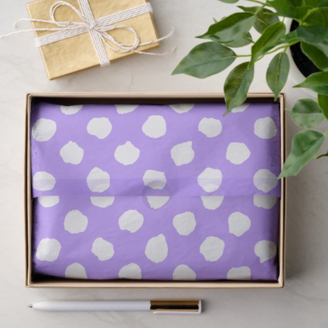 Papel De Seda Fun Purple With Irregular White Polka Dots (Presente)