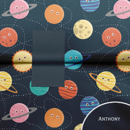 Papel De Seda Fun Solar System Planets Pattern for Kids Blue Tis