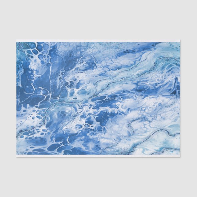 Papel De Seda Fundo Abstrato Marble Azul (Frente )