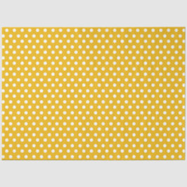 Papel De Seda Fundo Amarelo com Bolinhas Brancas