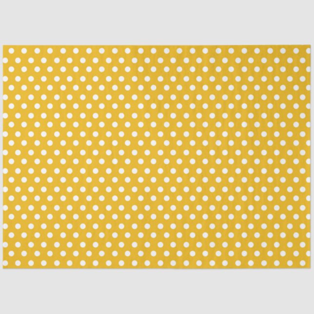 Papel De Seda Fundo Amarelo com Bolinhas Brancas (Frente )