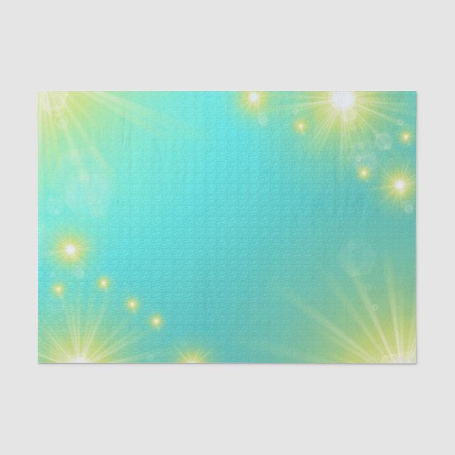 Papel De Seda fundo azul turquesa com estrelas amarelas (Frente )