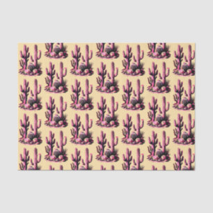 Papel De Seda Fundo Batch-Tan de Cactos Rosa