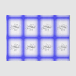 Papel De Seda Fundo Branco Azul de 2 tons Feliz Hanukkah