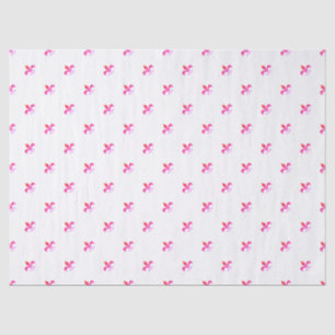 Papel De Seda Fundo Branco com Fleur de Lis Rosa