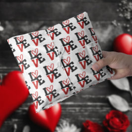 Papel De Seda Fundo branco com Namorados de amor vermelho e pret