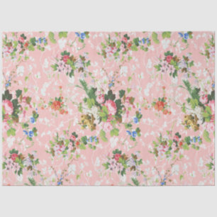 Papel De Seda Fundo Cor-de-Rosa Floral Cinza-Chic