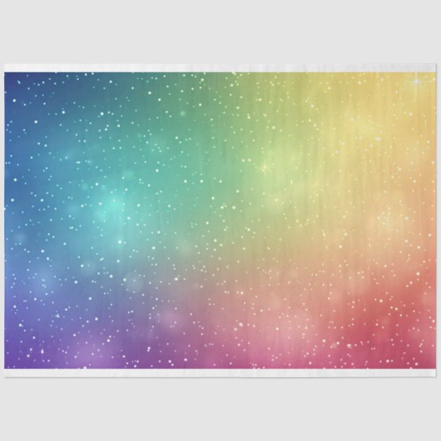 Papel De Seda Fundo de Arco-íris com Estrelas Decoupage (Frente )