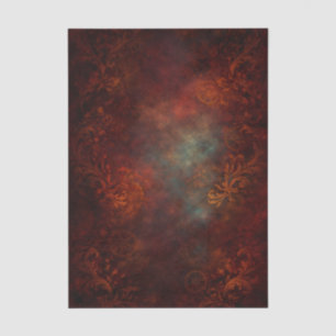 Papel De Seda Fundo de Damasco Vermelho Steampunk EZ6 Decoupage