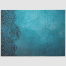Papel De Seda Fundo de Decoupage do Design de Lace Teal
